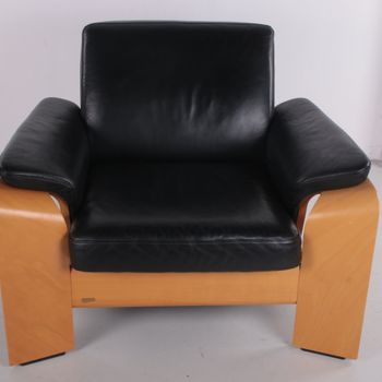 Canapé 2 places stressless modèle pegasus en cuir noir
