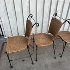 4 Wrought Iron Wicker Seat Dining Chairs From 1980 thumbnail 6