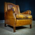 Prachtig Sleetse Leren Wingback Fauteuil thumbnail 4