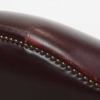 Set Van 2 Mooie En Comfortabele Bordeauxrode Rundleren Oorfauteuils In Engelse Stijl thumbnail 18