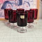 Vintage Luminarc Cavalier Glazen Ruby Red (6X) thumbnail 4