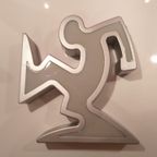 Keith Haring La Linea Lamp Osvaldo Cavandoli Zilver (nieuw In Originele Verpakking) thumbnail 9