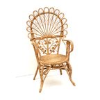 Vintage Rotan Pauwenstoel Fauteuil Gemaakt In De Jaren '70 thumbnail 2