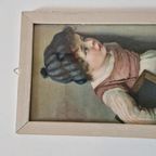 Antiek Prentje In Lijst Drukprent Achter Glas thumbnail 4