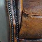 Vintage Stoere Schapenleren Armchair Met Een Hoge Rug En Een Goed Zitcomfort thumbnail 11