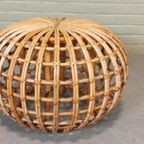 Vintage Riet Rotan Poef Ottoman Voetstoel, Rond thumbnail 10