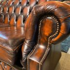 Ruime Engelse Chesterfield Zithoek 3+2 Zits Antiek Rood Bruin thumbnail 4