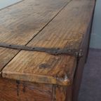 Zeer Grote 16e Eeuwse Primitieve Eikenhouten Kist/ Salontafel/ Dressoir thumbnail 10