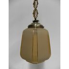 Art Deco Hanglamp Aan Ketting Met Beige Glazen Bol thumbnail 4