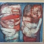 Vintage Origineel Schilderij, "Dubbelportret", M.W. Hendeiks thumbnail 2