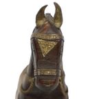 Vintage Houten Paard Belegd Met Koper Messing Beeld Sculptuur India 26Cm thumbnail 11
