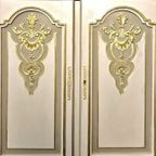 Handbeschilderde Queen Anne Vitrinekast/ Unieke Kast In Creme En Goud thumbnail 6