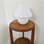 Murano Witte Swirl Mushroom Lamp, Jaren 70 thumbnail 9