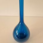 Vintage Petrol Blauwe Glazen Vaas Fles Vaasje Jaren 60 thumbnail 7