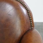 Karaktervolle En Tijdloze Rundleren Design Fauteuil/ Armchair Met Mooie Ronde Vormen En Siernagel thumbnail 11