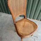 Set/6 Art Deco Webbing Stoelen Met Hout Snijwerk thumbnail 11