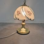 Hollywood Regency Tafel Lamp Met Gebogen Glas Vintage thumbnail 7