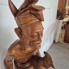Groot Balinees Beeld Man Met Haan Bali Hout 105 Cm thumbnail 8