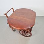Vintage Spindle Bar Cart Hout Trolley 1970 Italië Side Table thumbnail 8