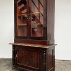 Brocante Vitrinekast, Boekenkast Met Glazen Deurtjes thumbnail 3