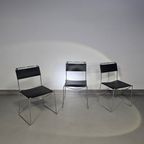 3 X Italian Giandomenico Belotti Stoelen In Zwart Leer Jaren 80. Chairs / Black Leather For Alias thumbnail 2