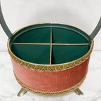 Brocante Wijnhouder Roze Fluweel Metaal Barok thumbnail 2