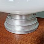 Art Deco Plafondlamp Met Een Conische Wereldbol In Witte Opaline thumbnail 9