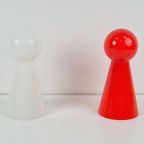 Set Vintage Wit & Rood Kegel Tafellamp Glass Pin Table Light thumbnail 3