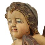 Vintage Massief Houten Engel Cherubijn Beeld Handbeschilderd 49cm thumbnail 13