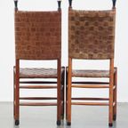 Set Van 6 Schuitema Eetkamerstoelen Uit De Shaker Collectie Met Gevlochten Leren Zitting En Rugle thumbnail 5