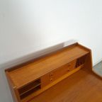 Zweeds Teak Secretaire Met Lades En Uitschuifbaar Blad, Bureau thumbnail 12