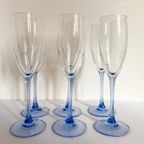 6X Vintage Champagneglas Blauwe Steel Luminarc thumbnail 4