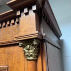 Prachtig Antiek Eiken Kabinet, 4 Deurs Kast, 221 Cm Hoog En 150 Breed thumbnail 9
