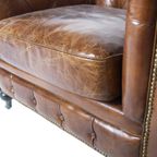 Vintage Chesterfield Club Fauteuil Cognac Leer thumbnail 6