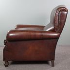 Recent Nieuw Gestoffeerde Oude Engelse Armchair Schapenleer Donkere Kleur thumbnail 6