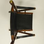Opvouwbare Officiersstoel Van Leer En Teak In Koloniale Stijl thumbnail 4