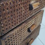 Vintage Ladekastje Donkerbruin Hout Webbing thumbnail 6