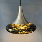 Mid Century Doria Leuchten Zwart Glazen Hanglamp - Space Age Hanglamp - Jaren '70 Glazen L thumbnail 5