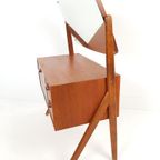 Vintage Deense Kaptafel Teak | Make Up Kastje Spiegel Danish thumbnail 9