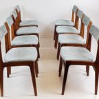 8 Deense Erik Buch Stoelen Lichtblauwe Rib Diner Chairs thumbnail 3