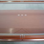 Prachtige Art Deco Salontafel Van Schuitema Uit De Decoforma Serie Met Een Glazen Blad En 4 Lades thumbnail 2