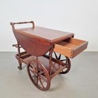 Vintage Spindle Bar Cart Hout Trolley 1970 Italië Side Table thumbnail 9