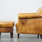 Comfortabele, Luxe Rundleren Fauteuil/armchair + Hocker Met Een Correcte Afwerking Met Siernagels thumbnail 6