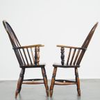 Set Van 2 Prachtige, Antieke Engelse Highback Windsor Eetkamerstoelen thumbnail 3