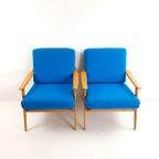 2 Fauteuils Blauwe Wollen Ploegstof | Wol Blauw thumbnail 4