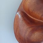 Mid-century Houten Serveerschaal. Handgemaakt. Met Compartimenten thumbnail 4