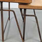 2 Brutalist Bijzettafel Nesting Tables Mimiset Eiken Metaal thumbnail 9