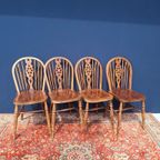 4 Vintage Brocante Wheelchair Stoelen, Houten Stoeltjes thumbnail 3