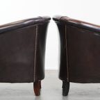 Elegante En Comfortabele Set Van 2 Rundleren Clubfauteuils In Engelse Stijl thumbnail 5