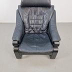 Vintage Fauteuil Skipper Mobler Apollo Deens Zwart Leer '70 thumbnail 5